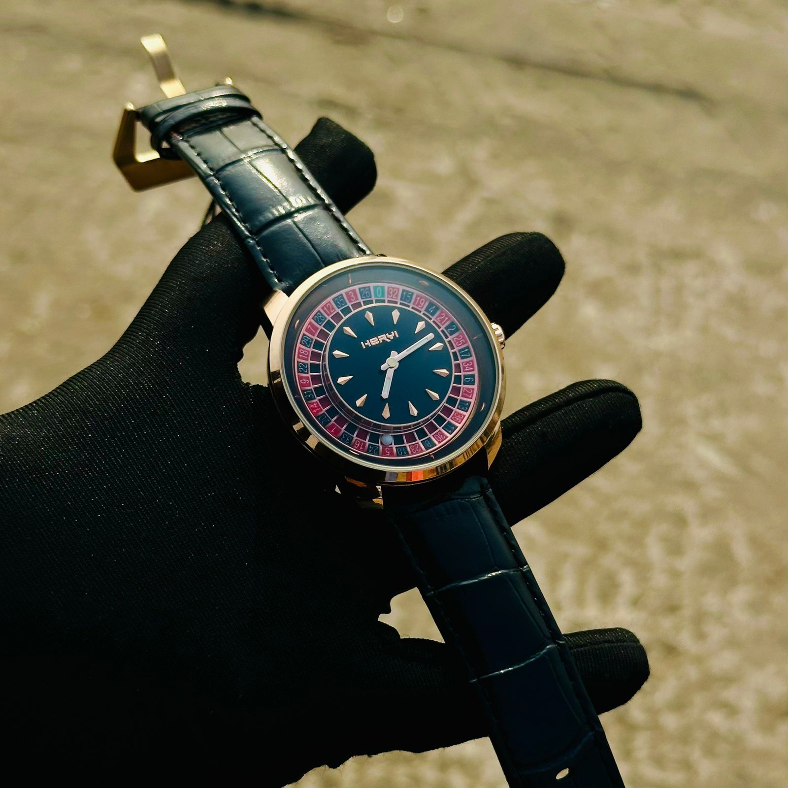 Casino Roulette Watch Rose Body Dial black