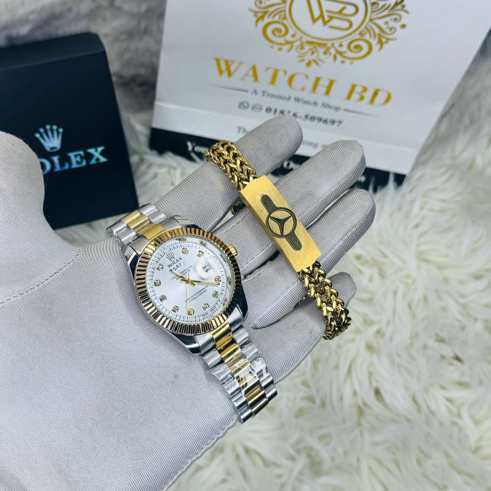 premium Quality RLX watch & Bracelet T Carry White