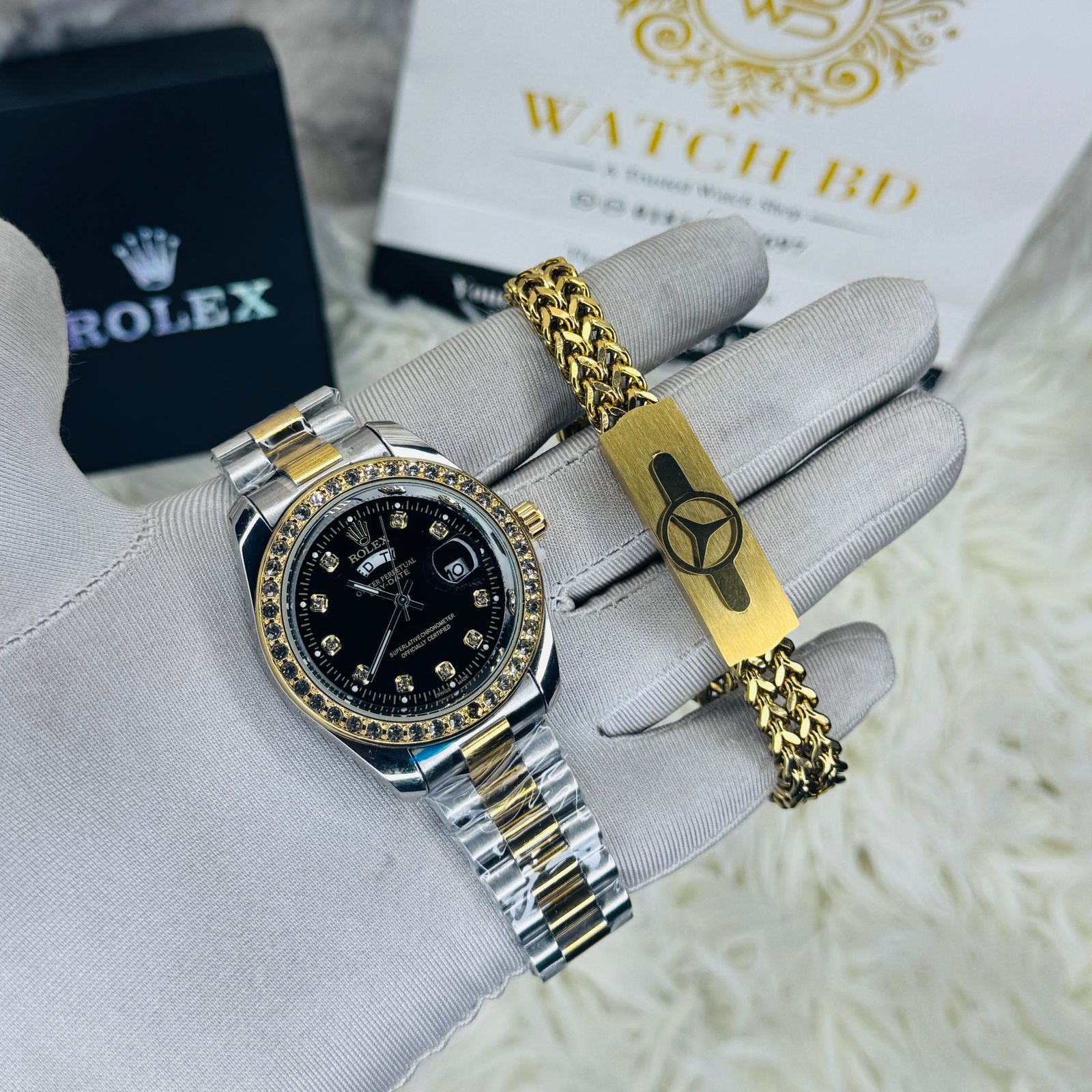premium Quality RLX watch & Bracelet T Stone Black