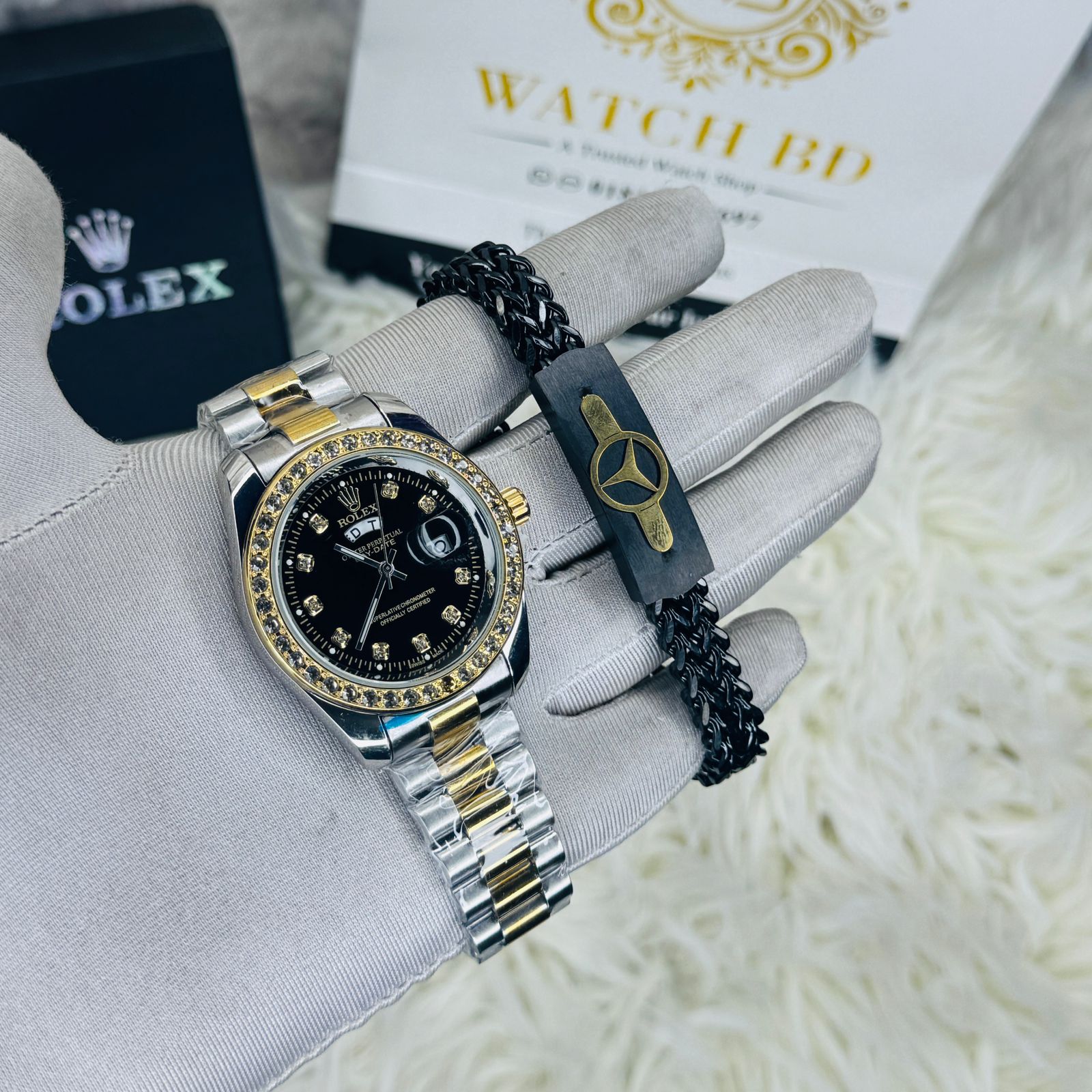 premium Quality RLX watch & Bracelet T Stone Black