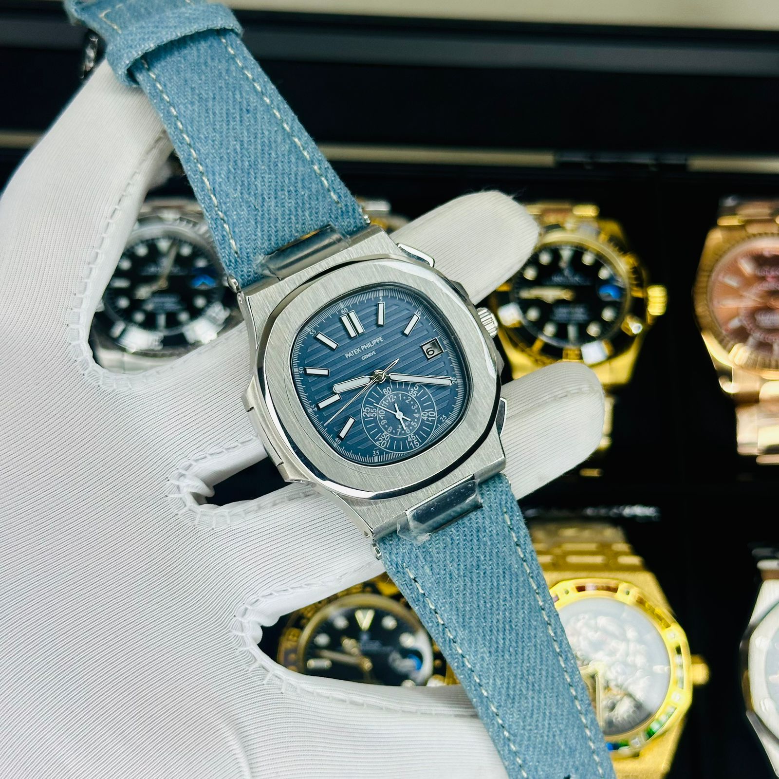 The Elite Horizon Men’s Luxury Chronograph  Denim Edition