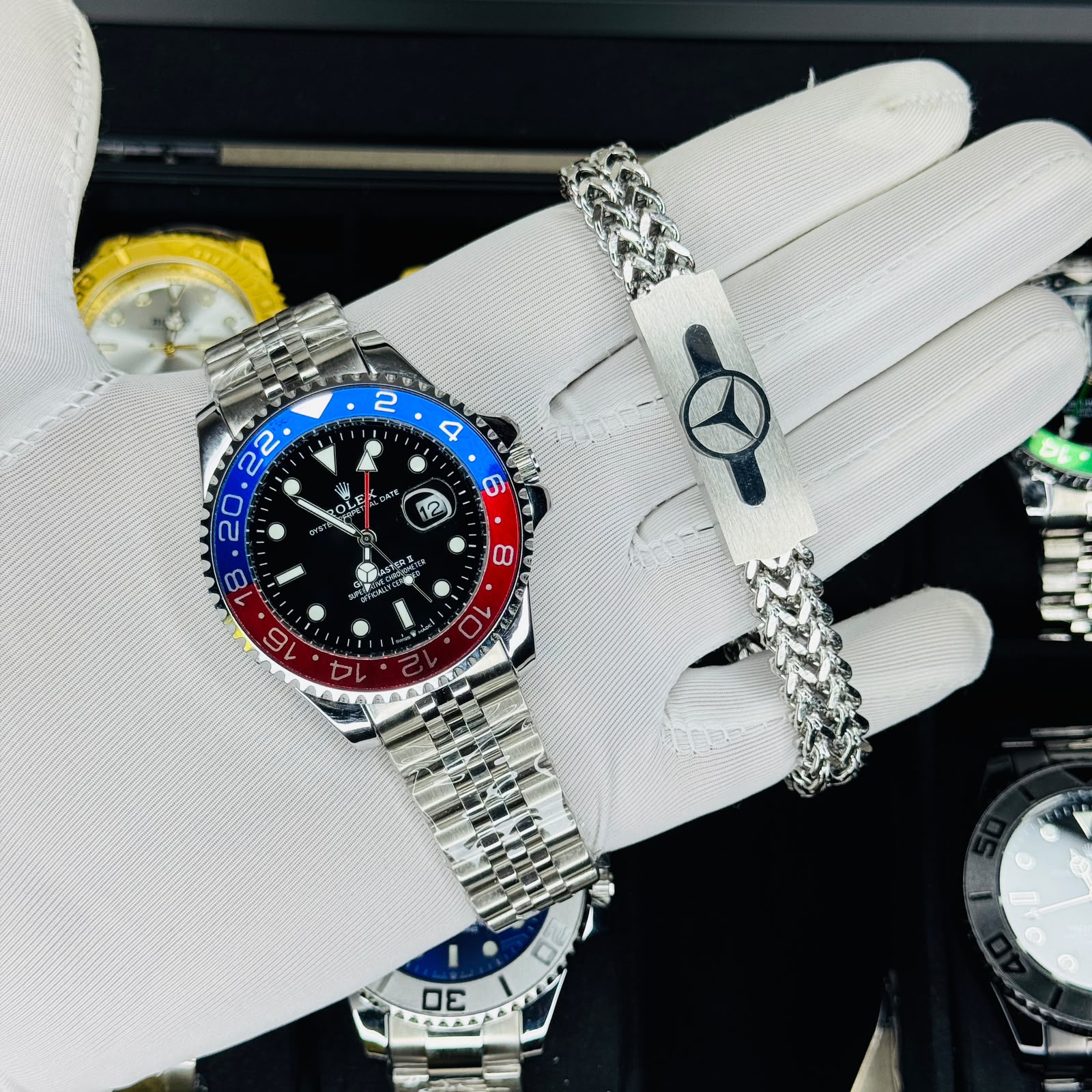 Own the Icon: The "Pepsi" GMT & Mercedes Bracelet Combo